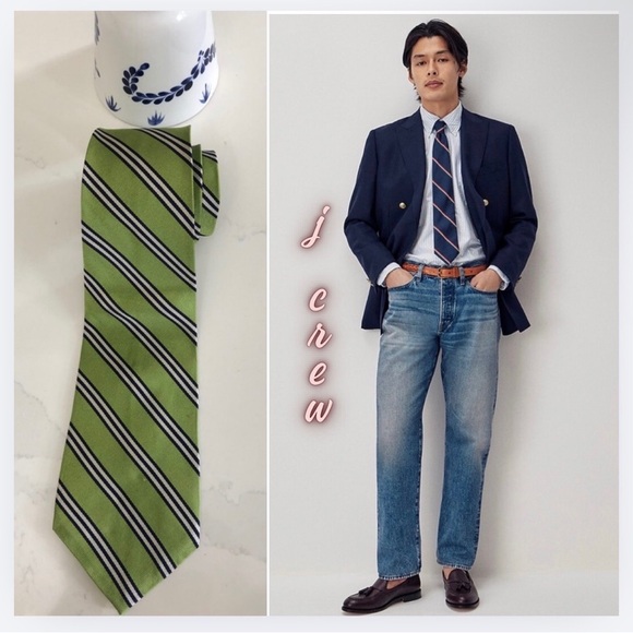 J. Crew Other - J. Crew Green Striped Silk Imported Tie